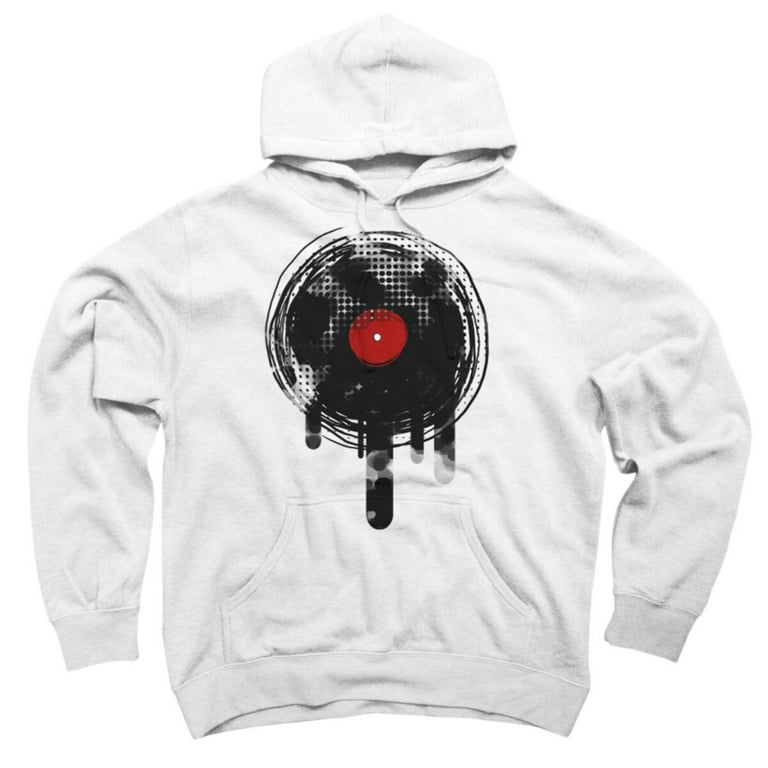 Melting Vinyl Record Dj Retro Music Vintage D White Graphic Pullover Hoodie Design By Humans L