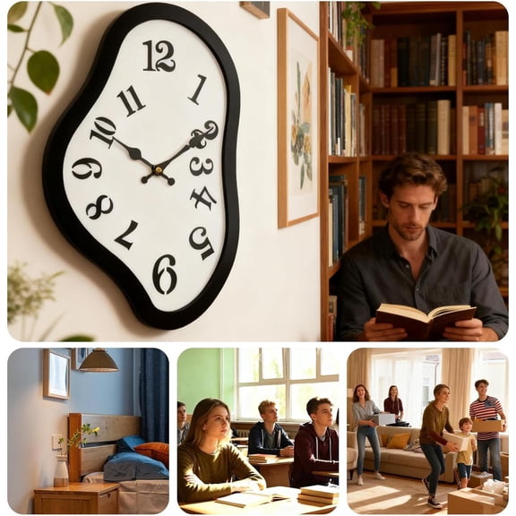 Melting Wall Clock Hanging Clock Decorative Gift Modern Bathroom Quiet Clock for Classroom Housewarming Family Friends