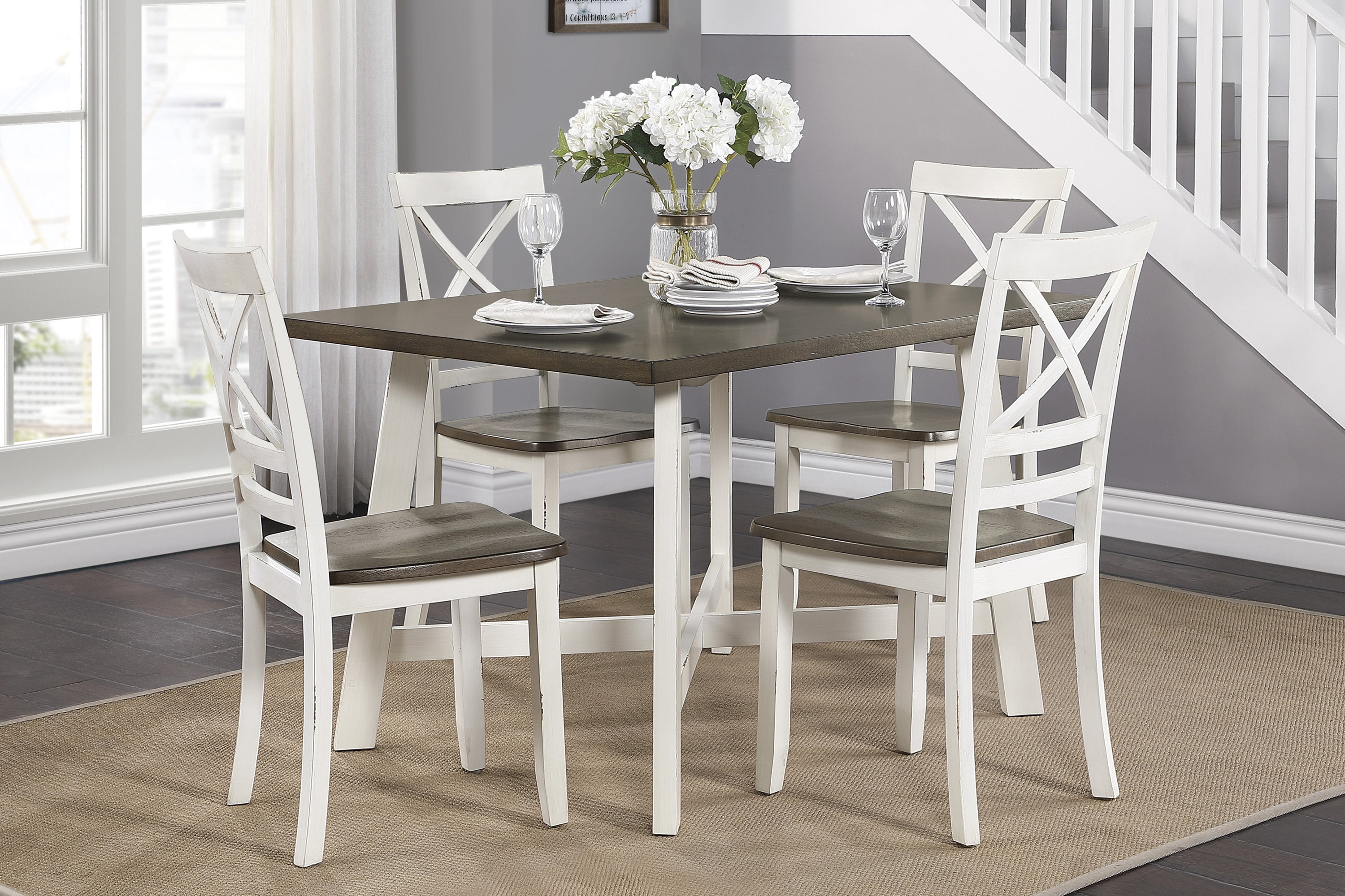 Melton Farmhouse Style 5pc Dinette Set - Wooden - Walmart.com