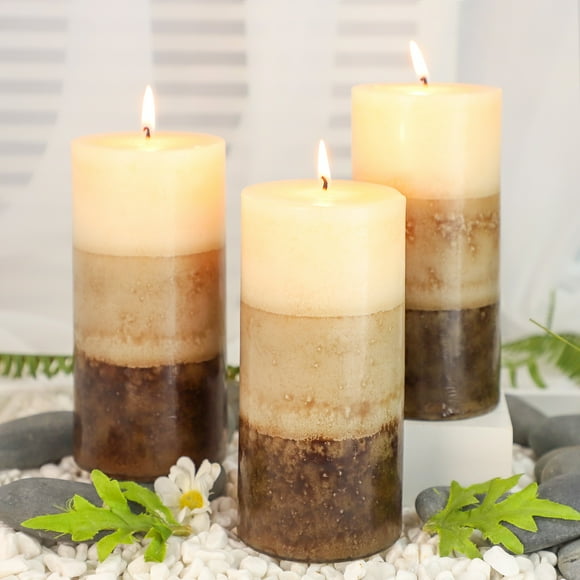 Meltone Pillar Candles, Scented Candle, Set of 3 Vanilla Cupcake Aromatherapy Candles for Home Scented, Woman Gifts, Bathroom, Spa, Wedding (3 6")