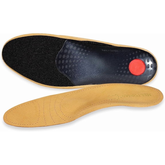 Meltonian Delux Leather Orthotic Insoles, Ultimate Comfort & Odor-Free Support, Made in Germany, 42-43, Tan, 1 pair