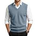 thumbnail image 1 of Meltox Men’s Wool Blend Vest Sweater V Neck Sleeveless Knitted Pullover Relaxed Fit Blue M, 1 of 7
