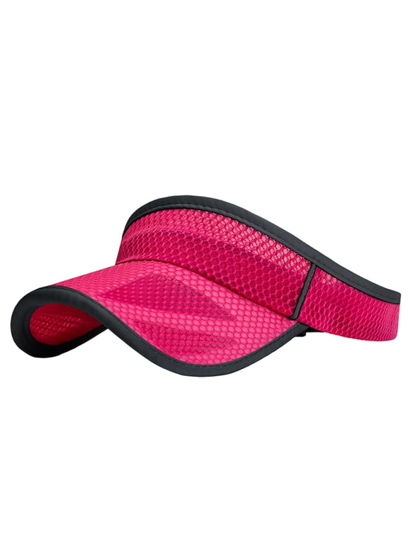 Unisex Mesh Sports Visor Breathable Quick Dry Adjustable Sun Hat Tennis Golf Running Hot Pink One Size