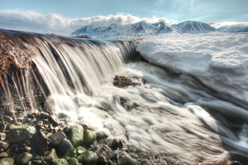 Meltwater Creating Mini Waterfall Along Haines Highway Northern British Columbia Canvas Art - Robert Postma Design Pics (17 x 11)