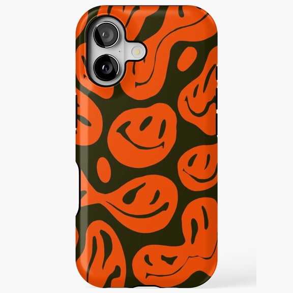 Melty Face Orange Chocolate Dripping Smiley iPhone Case 17 11 12 13 14 15 16 Pro Max
