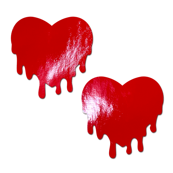 Melty Heart: Red Faux Latex Pleather Vinyl Melty Heart Nipple Pasties by Pastease®