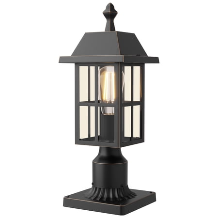 Meluaim Outdoor Post Lights,Lamp Post Light Fixture,Waterproof Aluminum Housing with Glass, Fence Post Deck Lighting for Garden, Patio, Pathway (1 Pack, Black)