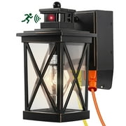 Meluaim Outdoor Wall Light Fixture,Dusk to Dawn Sensor Porch Light Outdoor,Wall Lantern,GFCI Outlet Black Weatherproof, 1-Pack