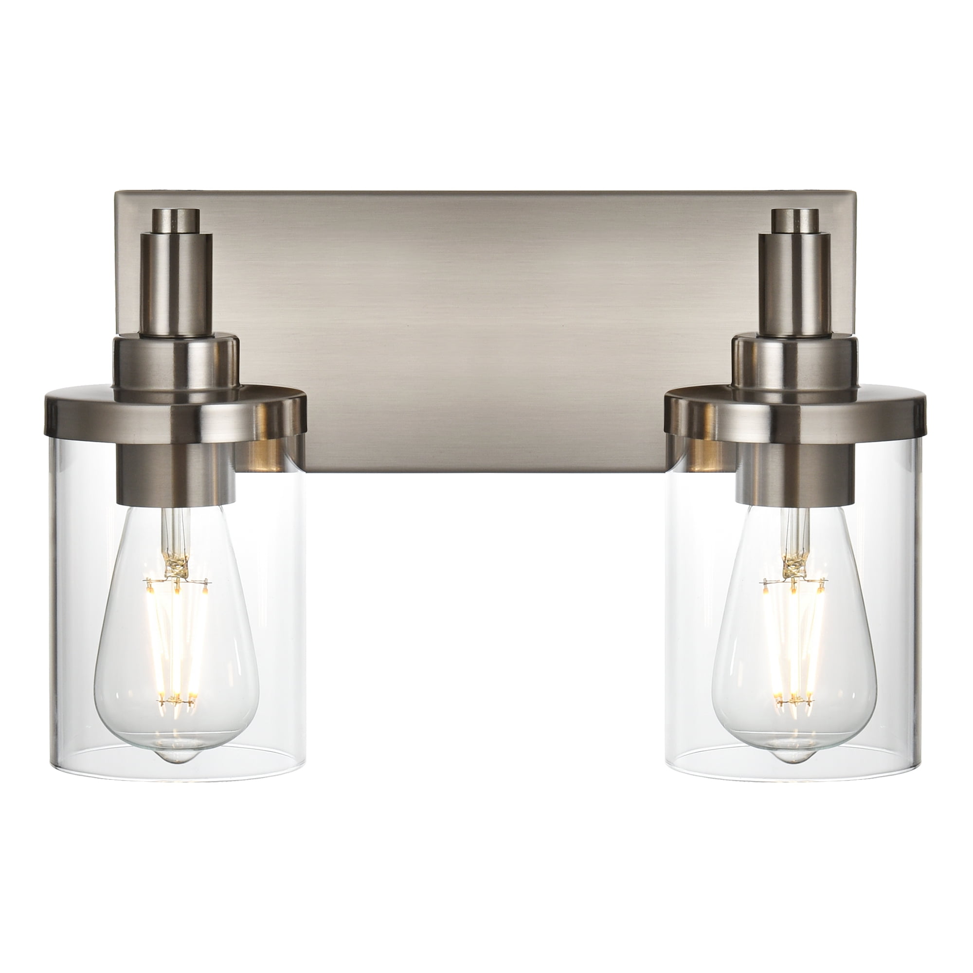 Melucee 2-Light Brushed Nickel Bathroom Vanity Light, Industrial ...