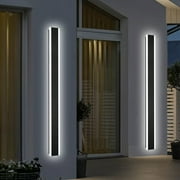 Melucee 2 Pack Outdoor LED Wall Lights, 60 inch Modern Exterior Lighting Fixtures LED Linear Outdoor Wall Sconces Lighting for Porch Patio