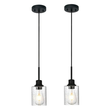 Melucee 2-pack Pendant Light,Black Modern Pendant Light for Kitchen Island,Hanging Ceiling Light Fixture,Farmhouse Pendant Lighting for Dining Room Bedroom