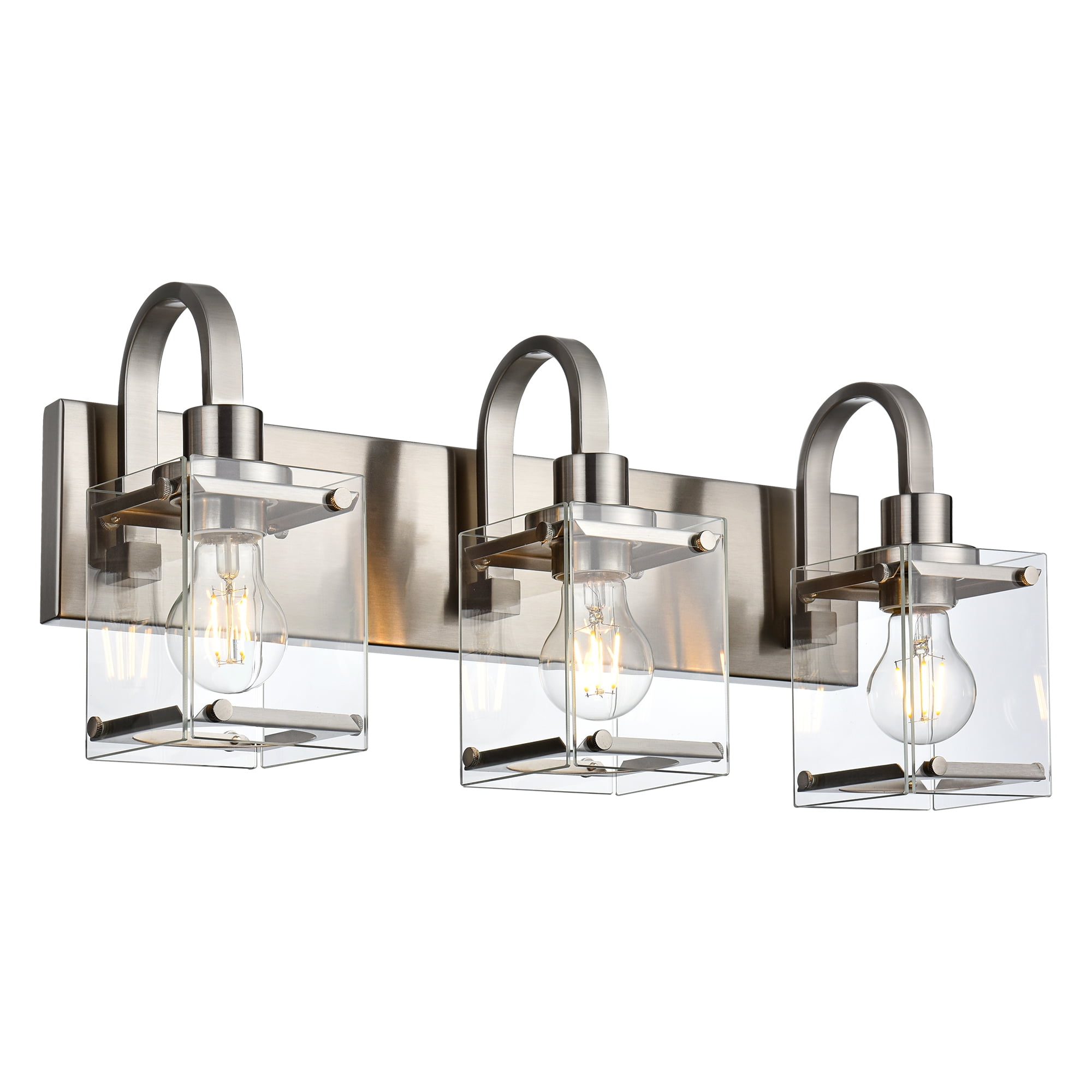 Melucee 3-Lights Bathroom Vanity Lighting Over Mirror, Brushed Nickel ...