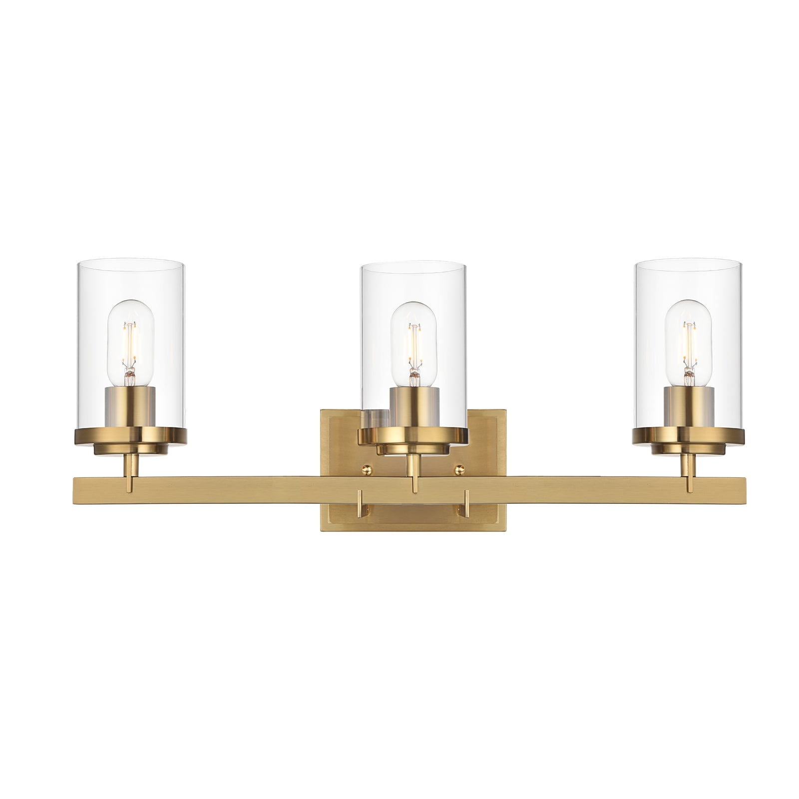 Dimmable Black and Brass Vanity Light with Clear Glass Shade