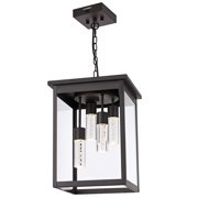 Melucee 4-Light Exterior Ceiling Lights Oil Rubbed Bronze Lantern 5CCT Large Outdoor Pendant Light Built-in LED Chips for Porch Garage Gazebo Patio