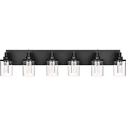 Melucee 5CCT Dimmable LED Black Vanity Lights 6-light, Modern Vanity Lighting Fixtures with Crystal Light Columns and Clear Glass for Bathroom Bedroom