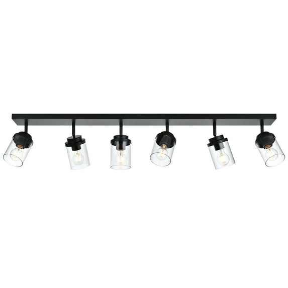Melucee 6-Light Directional Ceiling Light Track Lighting Kit, Bathroom Vanity Light, Black Kitchen Track Lighting Fixtures