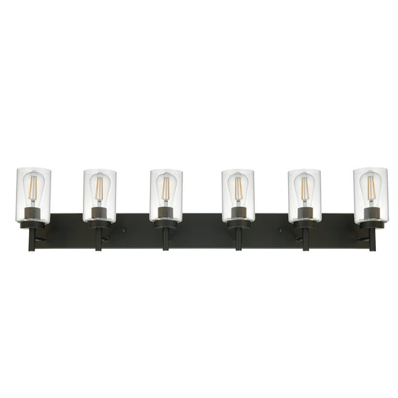Melucee 6-light Vanity Lighting Black Bathroom Light with Clear Glass