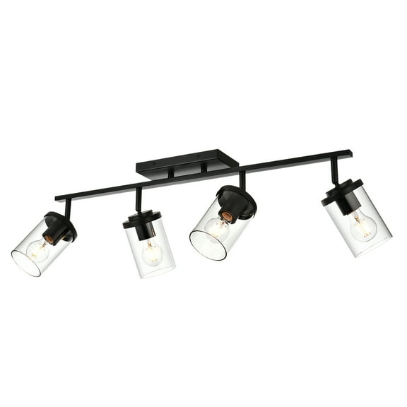Melucee Adjustable Track Lighting Kit Matte Black Ceiling Light with 4 Rotatable Light Heads Modern Vanity Lights for Bathroom