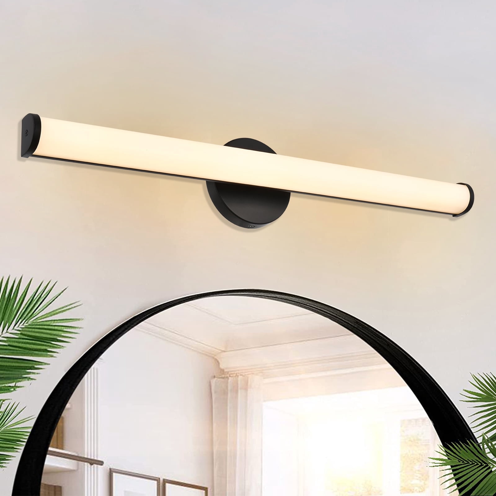 Melucee Bathroom Vanity Light Bar 30 Inch Black Bathroom Light Fixtures Over Mirror Integrated LED Modern Bath Wall Lighting Fixture