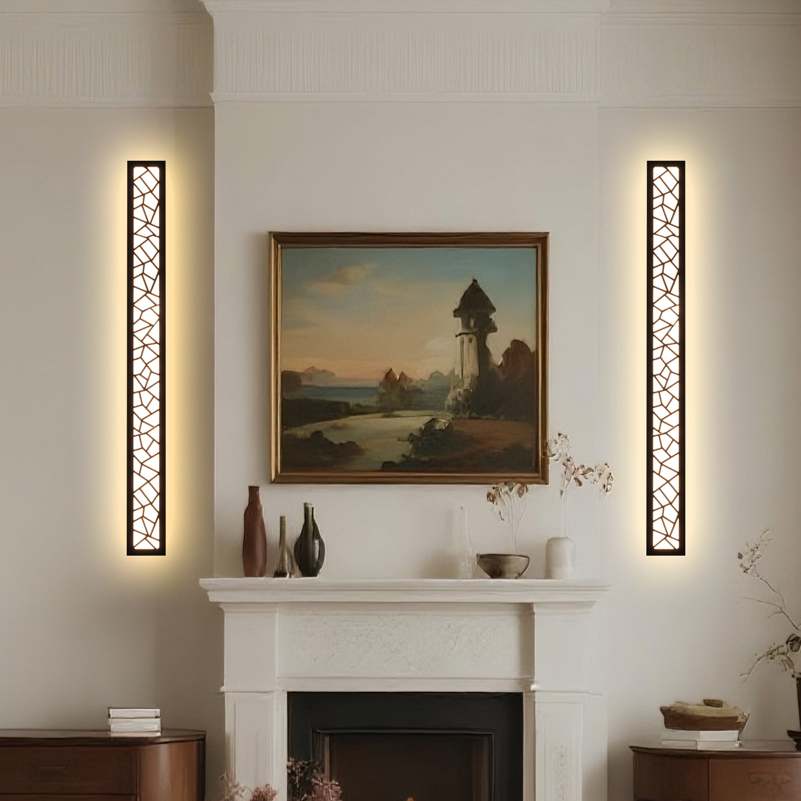 Melucee Modern Outdoor Wall Sconce LED Long Wall Sconces Black Front