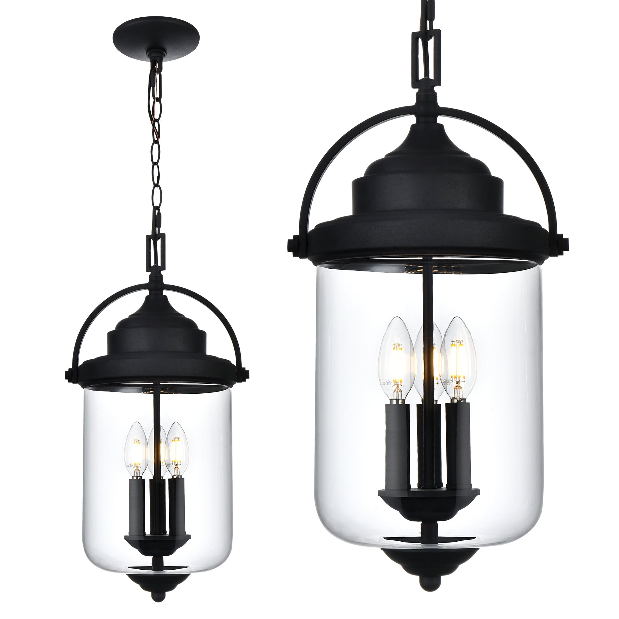 Melucee Outdoor Pendant Lantern Light Fixture for Front Porch, 3-Light ...