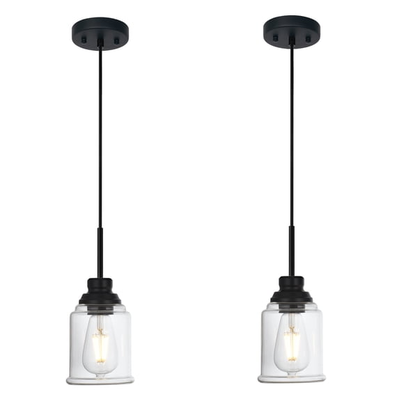 Melucee Pendant Lighting, 2-pack Modern Pendant Light with Clear Glass, Ceiling Light Pedant for Bedroom