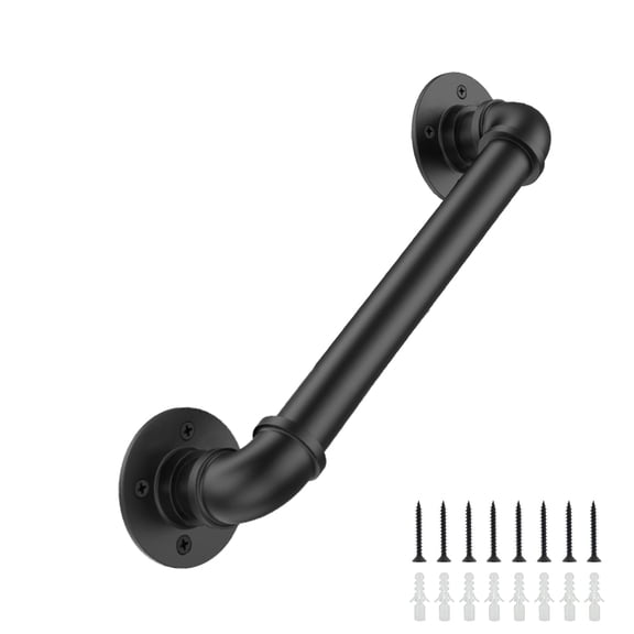 Melvexa 1FT Industrial Wall Mount Staircase Handrail,Pipe Hand Rail for Steps Grab Bar Foot Rail Vintage Pipe Railing for Outdoor Indoor Stairs Porch