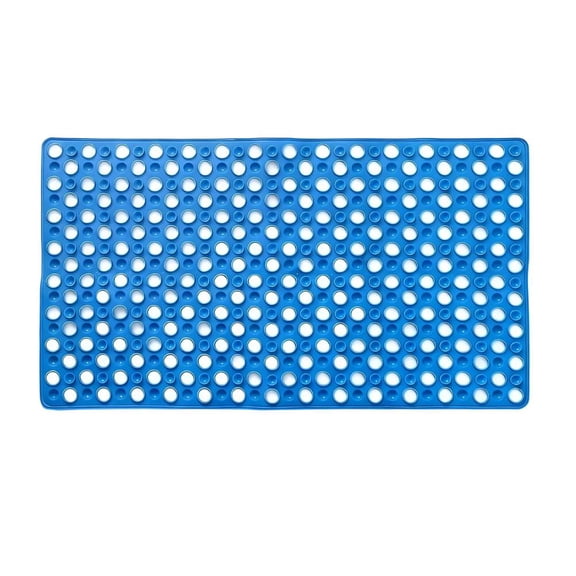 Melvexa Bath Mat 14.2 X 27.2 in, Suction Cup Base with Massage Bumps, for Shower and Tub Use Setup and Daily Use, Blue
