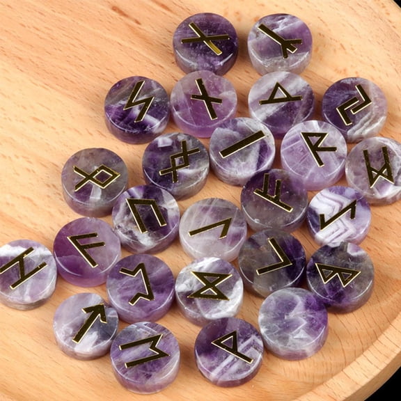 Melvexa Crystal Agate Rune Stones, Polished Smooth with Clear Texture, for Divination Meditation Home Decor Setup and Daily, Purple