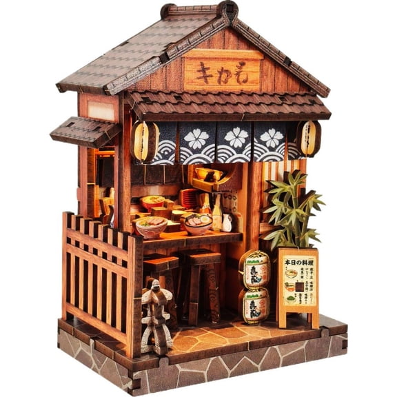Melvexa Diy Miniature House Kit, -Cut Mortise and Tenon Structure for Easy Assembly, for Bookshelf or Desktop, Multicolor