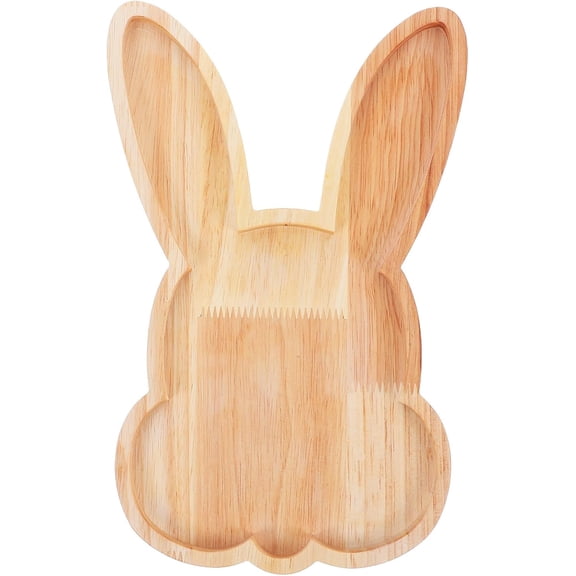 Melvexa Easter Bunny Charcuterie Board Wooden Serving Platter Decorative Rabbit Tray for Holiday Snacks Dessert Appetizer Party Tableware