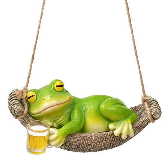 Melvexa Frog Garden Statue Resin, Weather-Resistant Outdoor Decor with Hanging Ornament Design, for Garden Patio Backyard, Multicolor