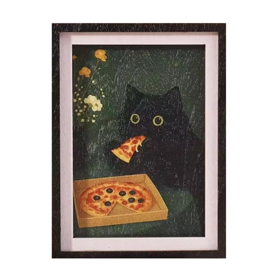 Melvexa Mini Picture Frame Magnet, Retro Black Cat Design with Strong Magnetic Backing, for Refrigerator Filing Cabinet, Multicolor