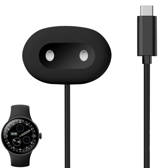 Melvexa for Pixel Watch 4 Charger Dock, Fast Charge Type-C Chargeing Cable, 2 Pin Cord Matte Side Charger Dock Compatible for Google Pixel Watch 4 41mm/45mm, White
