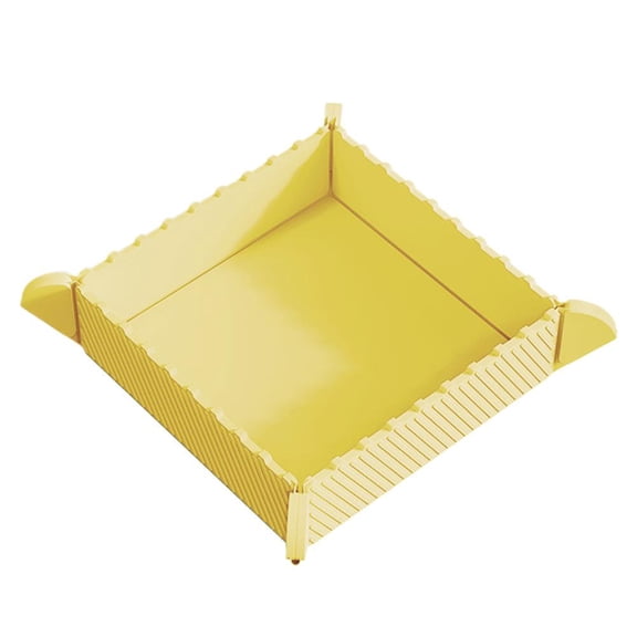 Melvexa Silicone Trivet Mat 8.5, Heat Resistant Up to 250°F and Folds Into Storage Tray, for Kitchen Countertop and Dining, Yellow