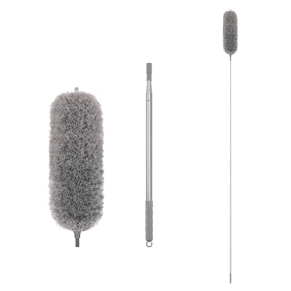 Melvexa Telescopic Duster 9.19 Ft, 360 Bendable Head with Electrostatic Fibers, for Cleaning Ceilings Fans and High, Gray