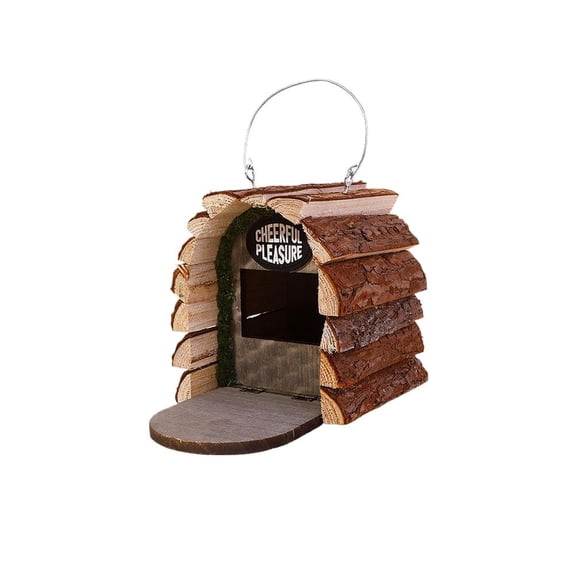 Melvexa Wooden Birdhouse 5.5 X, Natural Log Cabin Design with Bark and Moss, for Garden Patio Balcony Park Setup and Daily, Multicolor