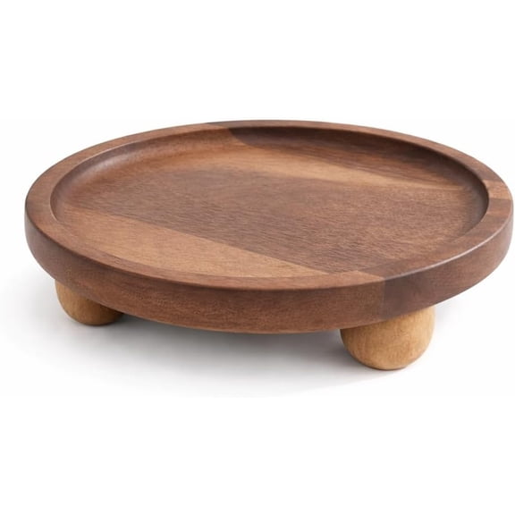 Melvexa Wooden Riser for Display, 7 Inch Round Wood Riser Pedestal Stand, Elevated Tray for Candles Plants Bottles Vases, Farmhouse Tabletop Entry Table Centerpiece Decor