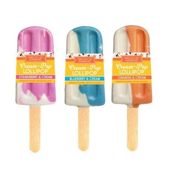 Melville Candy Assorted Cream-Pop Lollipops, 3 Pops
