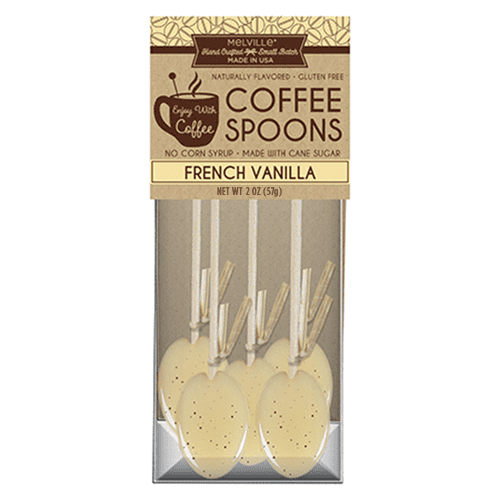 Melville Candy French Vanilla Coffee Spoons Lollipop On Wooden Ball Sticks, 5 Count Gusset Bag
