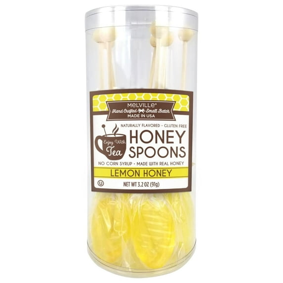 Melville Candy Hard Candy Lemon Honey Spoons Lollipop on Wooden Ball Sticks 8 Count
