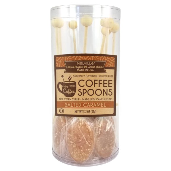 Melville Candy Hard Candy Salted Caramel Coffee Spoons Lollipop On Wooden Ball Sticks - * Count Pack