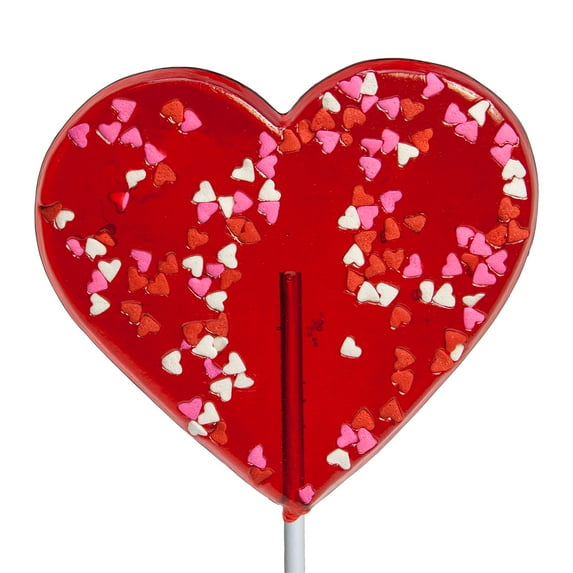 Melville Candy Hard Candy Valentine Heart Lollipop with Valentine Heart Confetti, 4 Count Gift Pack