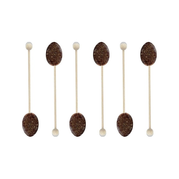 Melville Candy, Hazelnut Coffee Spoons Lollipop on Wooden Ball Sticks, Count of 6