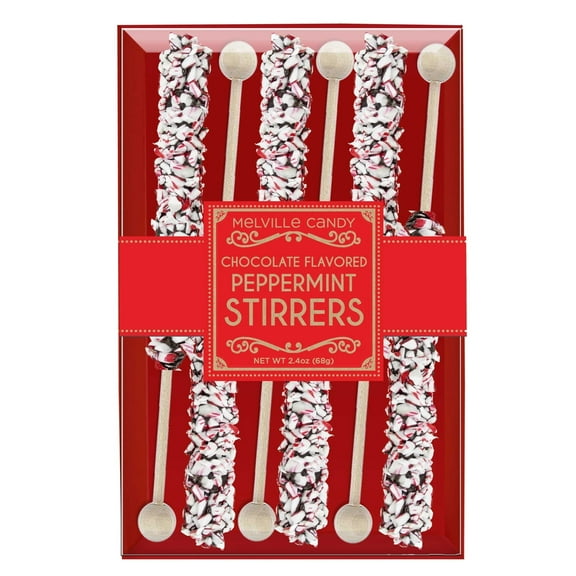 Melville Candy Peppermint Dark Chocolatey Stirrers, 6 Count, 2.4 oz Gift Set