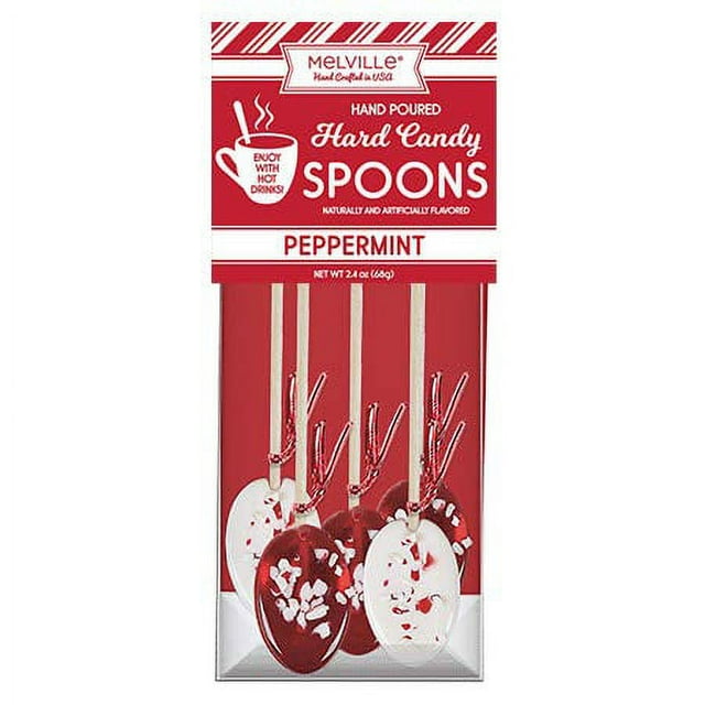 Melville Christmas Holiday Hard Candy Red & White Peppermint Spoons Lollipop On Wooden Ball