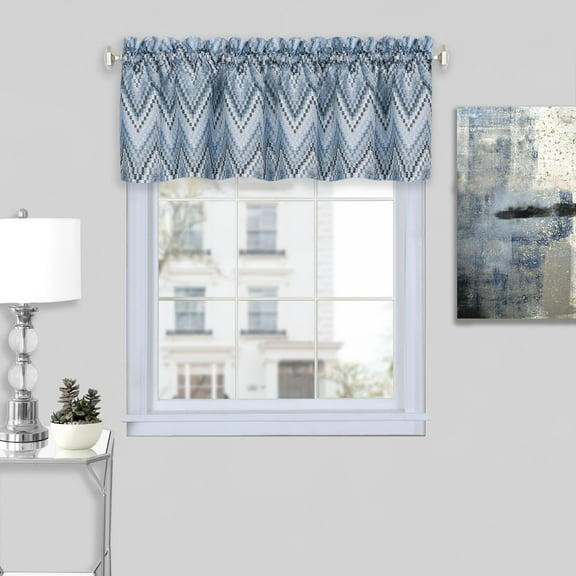 Melville Window Curtain Tier Pair and Valance Set - 58x24 - Ice Blue