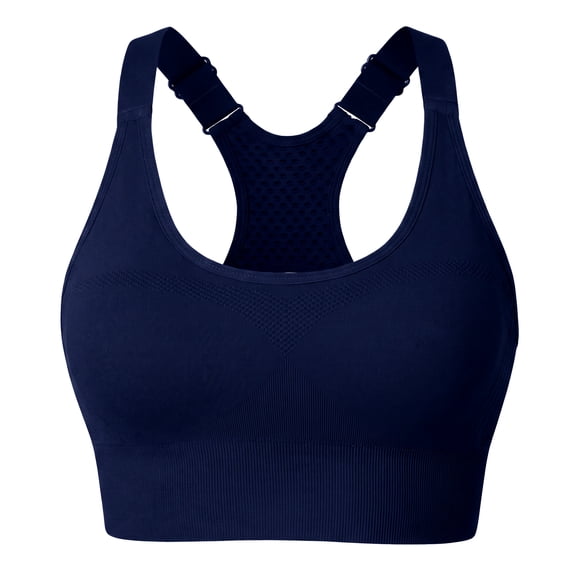 Melvthol Adjustable Wide Racerback Sports Bra for Women Removable Pads MediumâHigh Impact Workout Gym Yoga Bra Navy Blue Sâ2XL