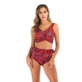 thumbnail image 1 of Melyum Women Bikini Two Piece Ruffled Swimsuits V Neck Tummy Control Crossover Swimwear Self Tie Back High Waist Bathing Suits, 1 of 6