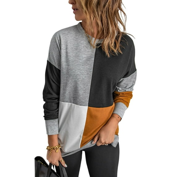 Melyum Womens Tie Dye Printed Sweatshirt Loose Casual Color block Long Sleeve Crewneck Striped Pullover Tops
